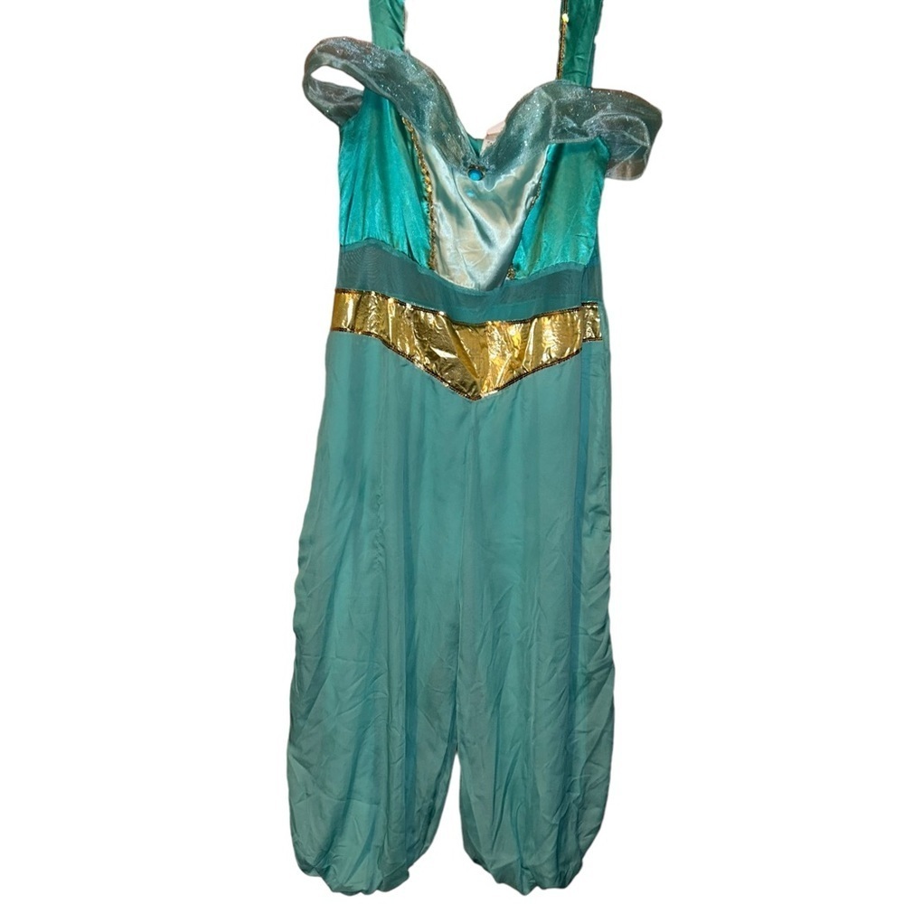 Aladdin Disney Princess jasmine adult costume teal/gold size 18/20 xl jumpsuit